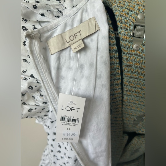 NWT ANN TAYLOR Eyelet Ruffle Sleeve Crossover Dress. Lined,Hidden back zip Sz 14 - Picture 7 of 10